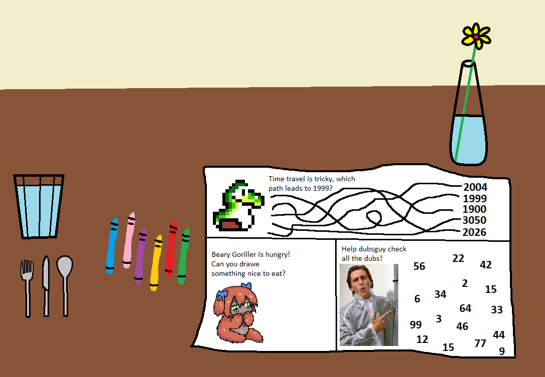 Activity sheet for waiting at the s4s restaurant has some pretty tough puzzles this time